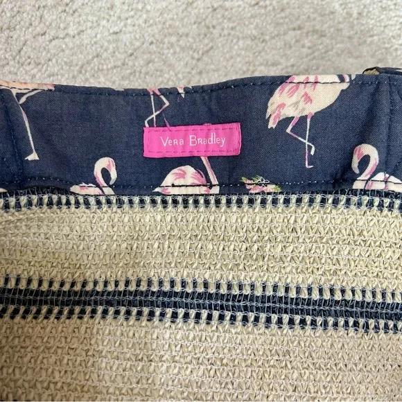 Vera Bradley Flamingo Applique Straw Beach Shoulder Tote Bag - Picture 13 of 16